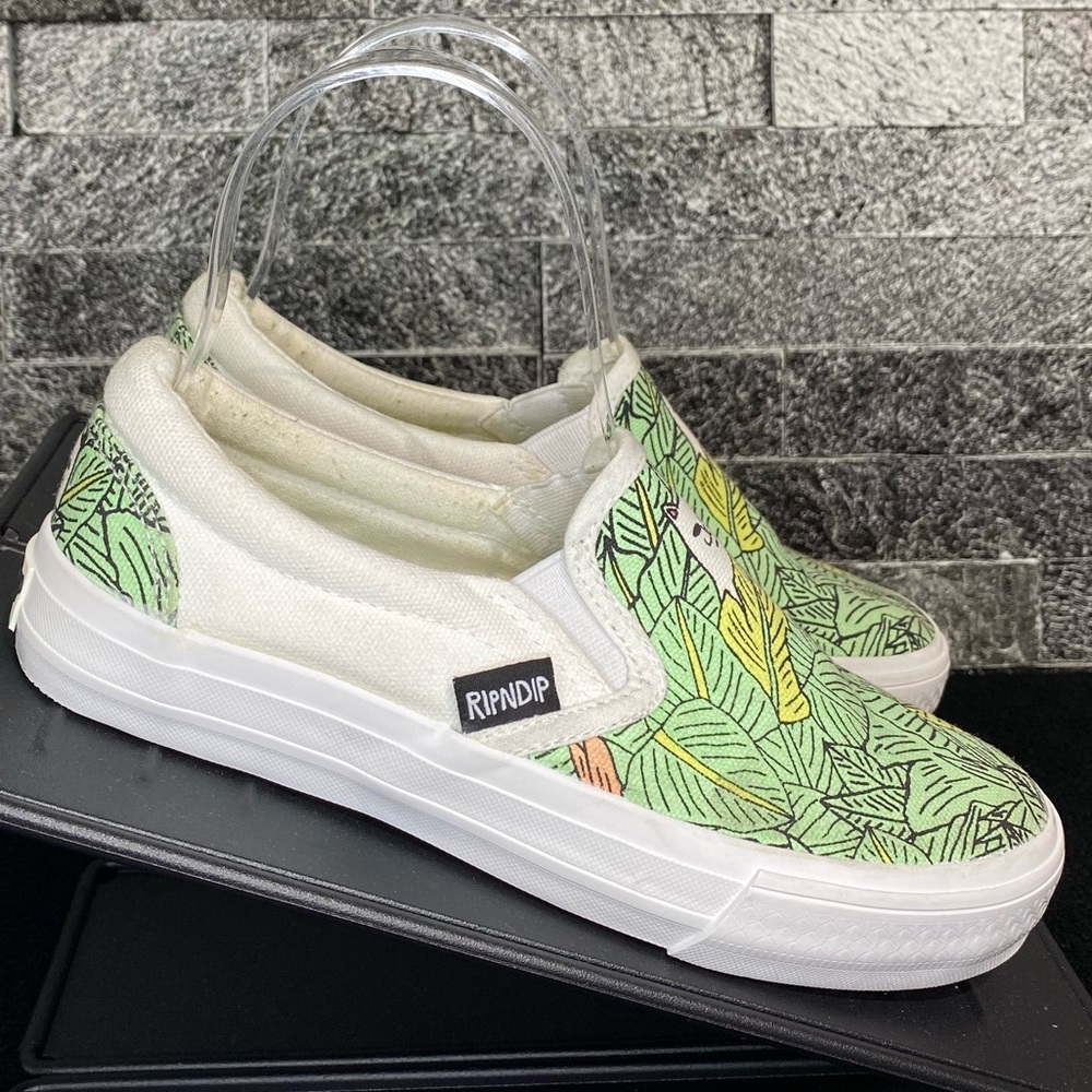 RIPNDIP Nermal Leaf Cat Slip-ons -GRN/WHT